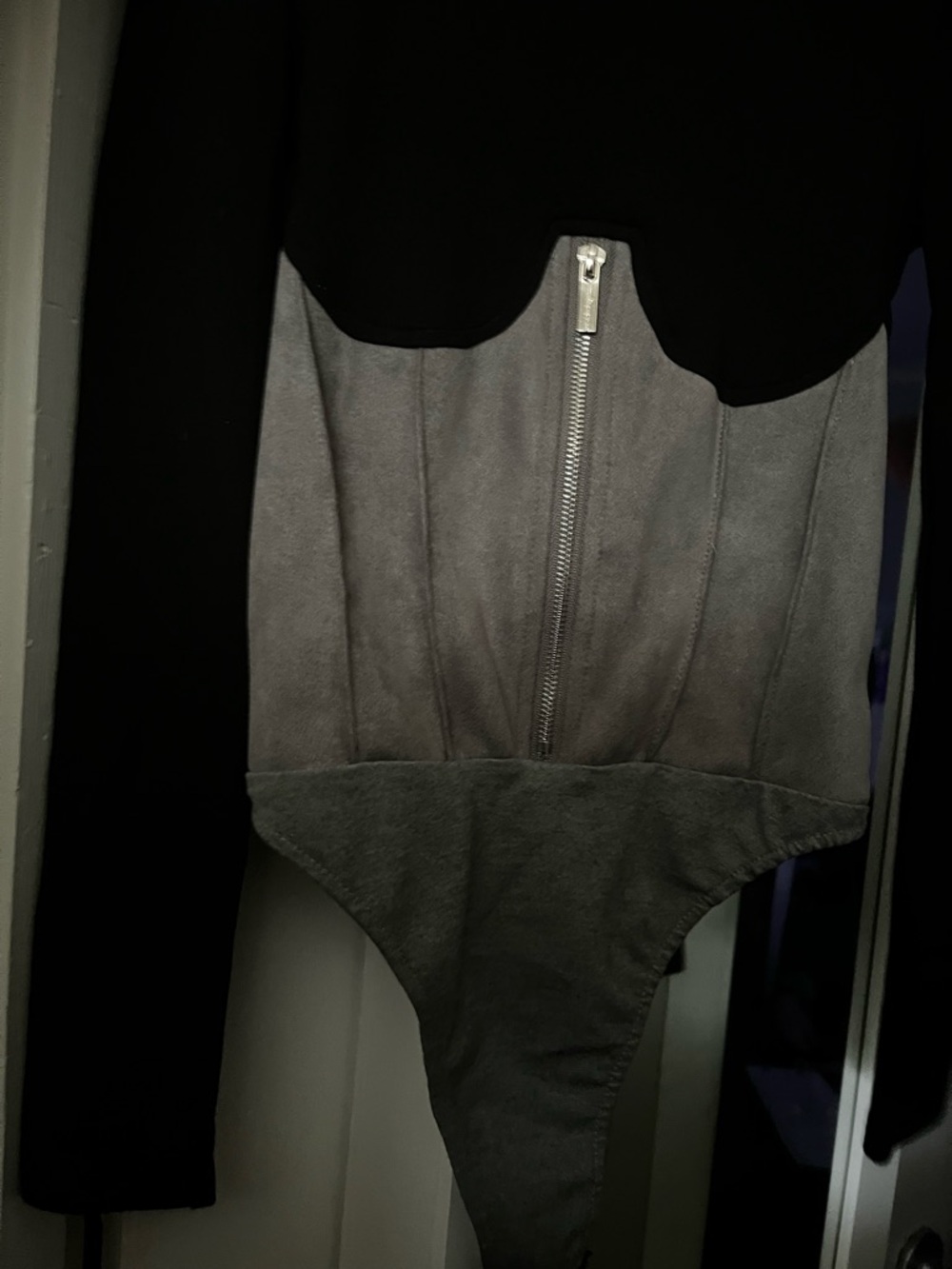 Maniere De Voir Black Crewneck Bodysuit New